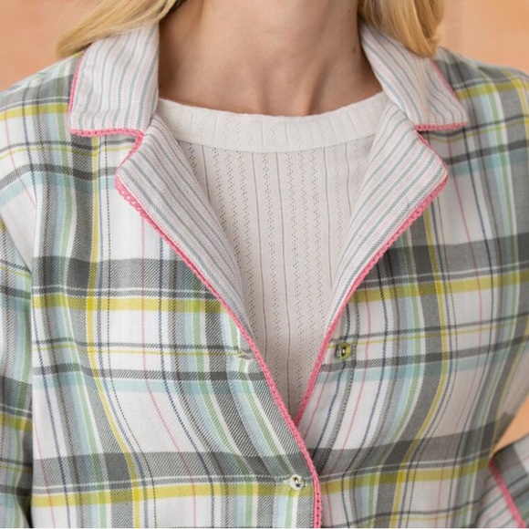 Sundance Powder Plaid Pajama Button Down Top - NWT - Picture 2 of 7